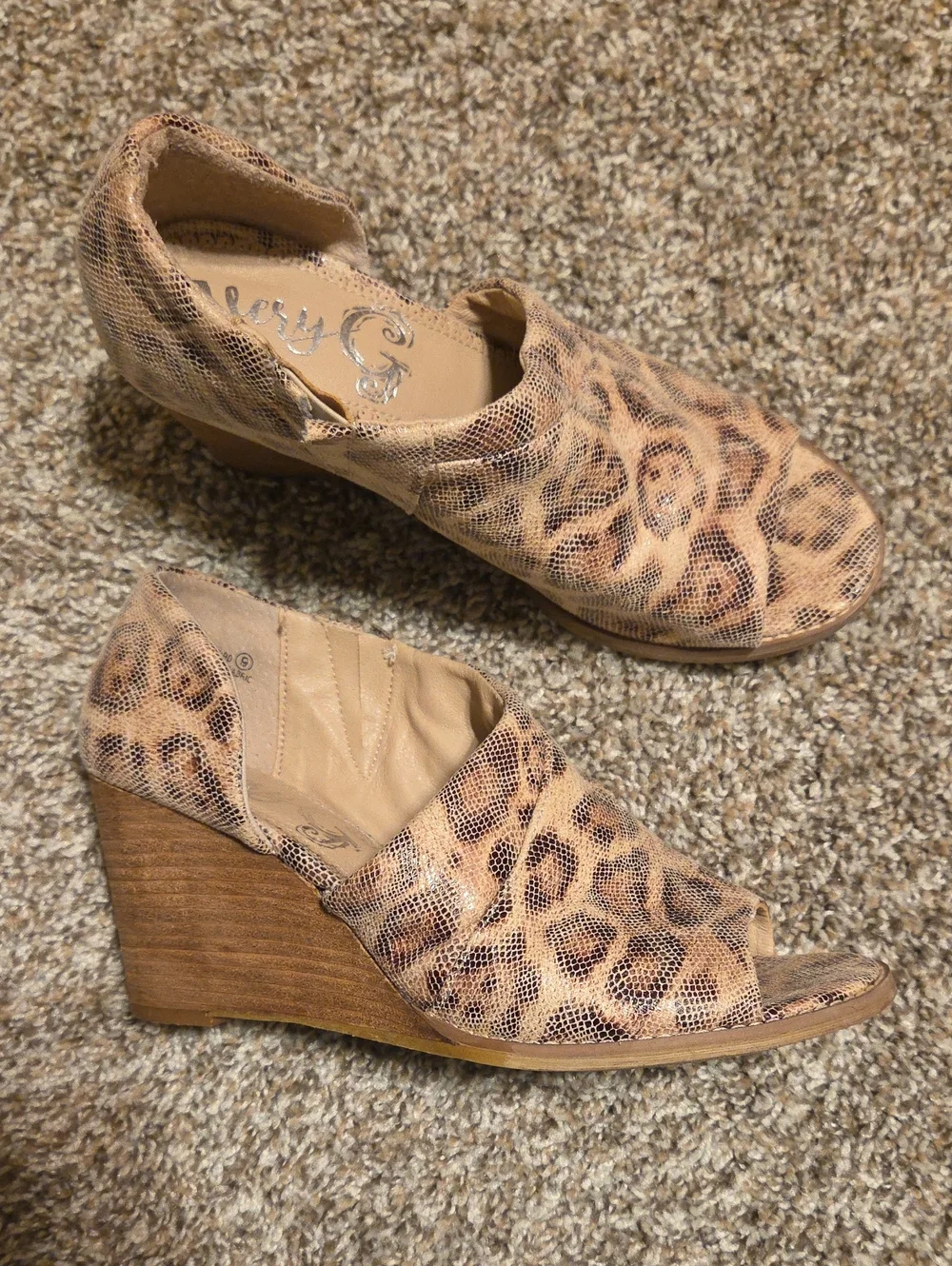 VERY G Leopard Print Peep-Toe Wedge